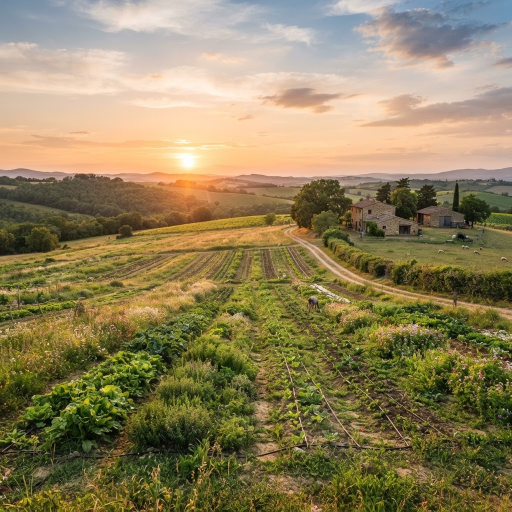 Beautiful farm field and sustainable agriculture